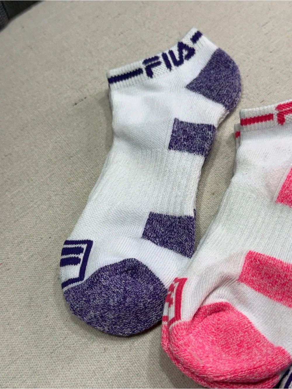 Fila White Low-Cut Socks with Pink and Purple Accents - 3 Pack - NWT